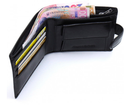 Кожаное мужское портмоне на кнопке ST Leather ST104 Черный