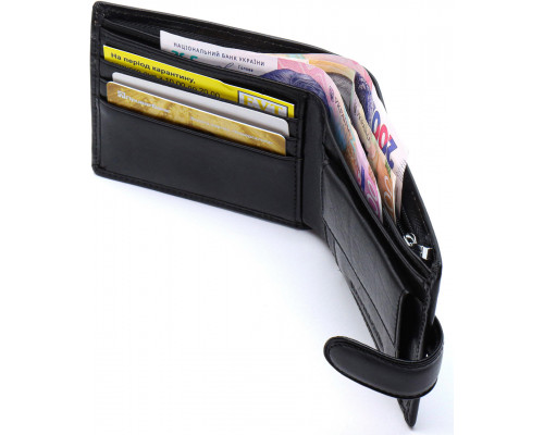 Кожаное мужское портмоне на кнопке ST Leather ST104 Черный