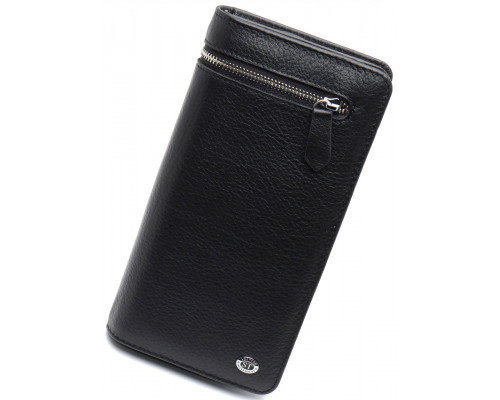 Черный многофункциональный мужской кошелек из натуральной кожи  МС291