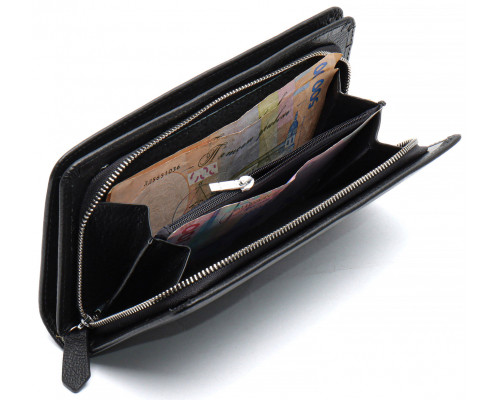 Черный многофункциональный мужской кошелек из натуральной кожи  МС291