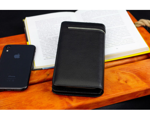 Черный многофункциональный мужской кошелек из натуральной кожи  МС291