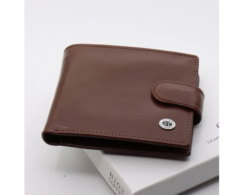 Коричневое мужское портмоне из натуральной кожи с фиксацией ST Leather ST103