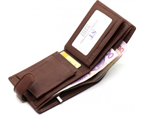 Коричневое мужское портмоне из натуральной кожи с фиксацией ST Leather ST103