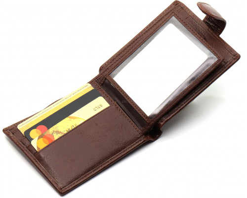 Коричневое мужское портмоне из натуральной кожи с фиксацией ST Leather ST103