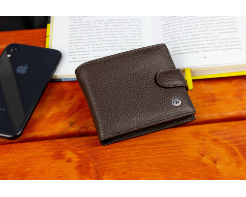 Коричневое мужское портмоне из натуральной кожи с фиксацией ST Leather ST103