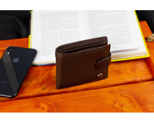 Коричневое мужское портмоне из натуральной кожи с фиксацией ST Leather ST103