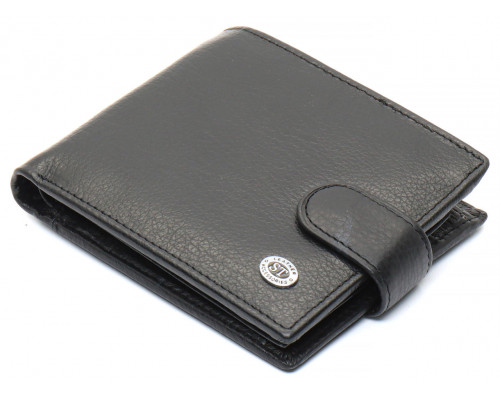 Черное мужское портмоне из натуральной кожи с фиксацией ST Leather ST103
