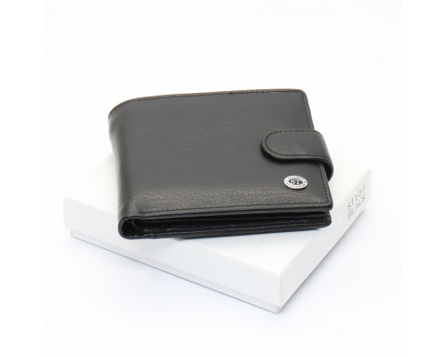 Черное мужское портмоне из натуральной кожи с фиксацией ST Leather ST103