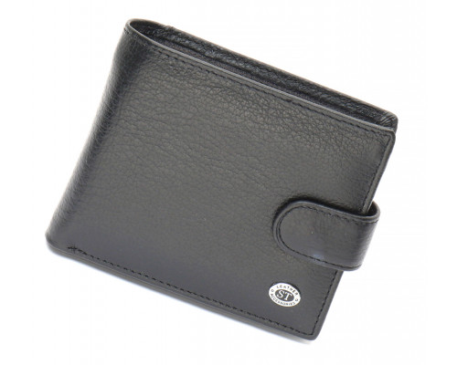 Черное мужское портмоне из натуральной кожи с фиксацией ST Leather ST103