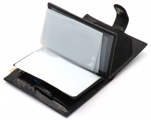 Черное мужское портмоне из натуральной кожи с отделением под автодокументы Marco Coverna MC-2090H-1