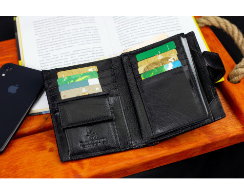 Черное мужское портмоне из натуральной кожи с отделением под автодокументы Marco Coverna MC-2090H-1