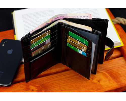 Черное мужское портмоне из натуральной кожи с отделением под автодокументы Marco Coverna MC-2090H-1