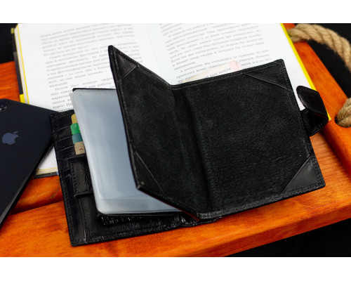 Черное мужское портмоне из натуральной кожи с отделением под автодокументы Marco Coverna MC-2090H-1