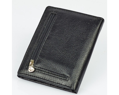 Черный мужской кошелек вертикального типа из натуральной кожи на магните Marco Coverna MC-1286