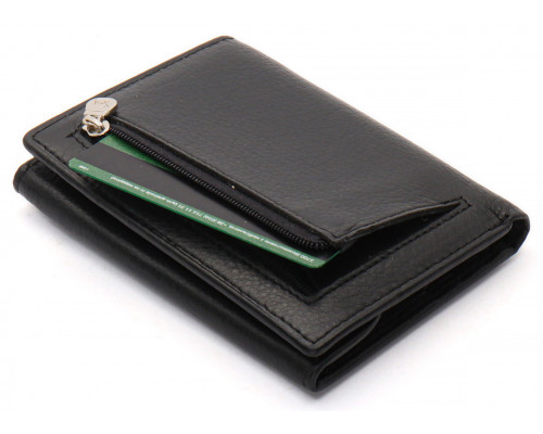 Черный мужской кошелек вертикального типа из натуральной кожи на магните Marco Coverna MC-1286