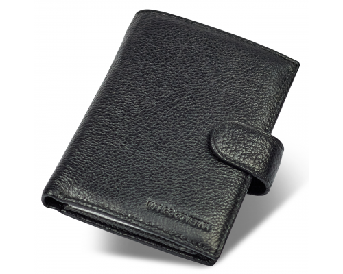 Черный мужской кошелек вертикального типа из натуральной кожи под документы Marco Coverna MC-5176-1