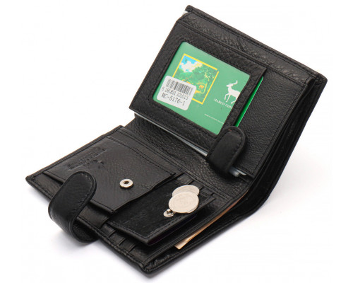 Черный мужской кошелек вертикального типа из натуральной кожи под документы Marco Coverna MC-5176-1