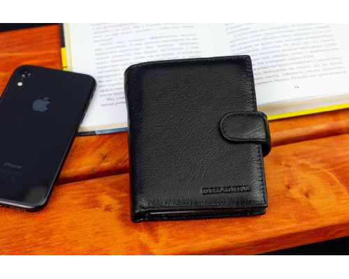 Черный мужской кошелек вертикального типа из натуральной кожи под документы Marco Coverna MC-5176-1