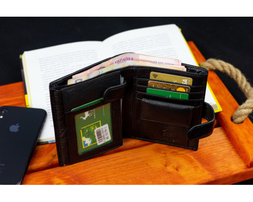 Черный мужской кошелек вертикального типа из натуральной кожи под документы Marco Coverna MC-5176-1