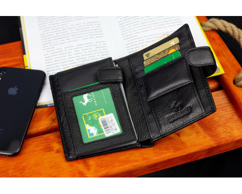 Черный мужской кошелек вертикального типа из натуральной кожи под документы Marco Coverna MC-5176-1