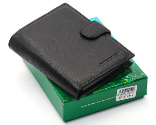 Черный мужской кошелек вертикального типа из натуральной кожи под документы Marco Coverna MC-5176-1