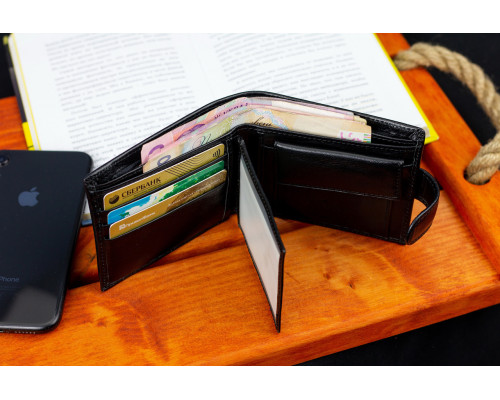 Черное классическое портмоне из натуральной кожи Marco Coverna MC-2003Н-1