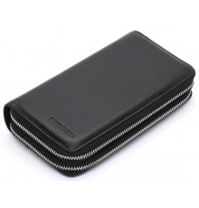 Черный мужской клатч на две молнии из натуральной кожи Marco Coverna MC-801-1