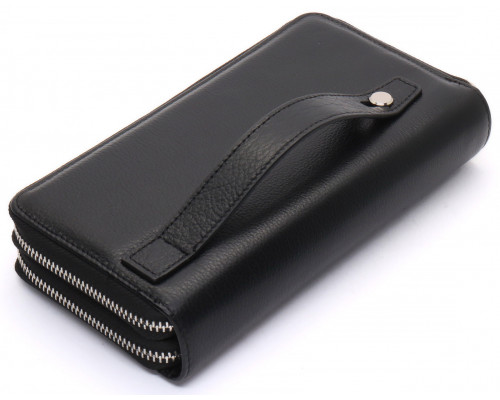 Черный мужской клатч на две молнии из натуральной кожи Marco Coverna MC-801-1