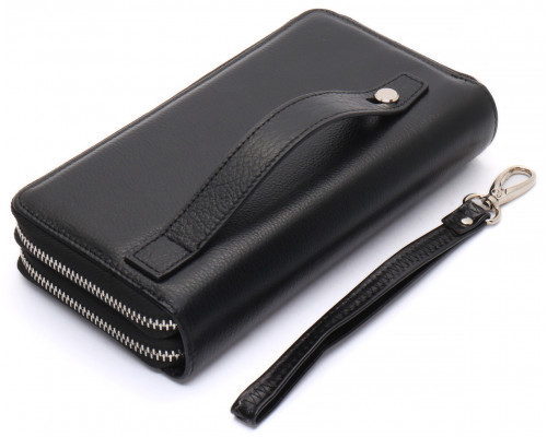 Черный мужской клатч на две молнии из натуральной кожи Marco Coverna MC-801-1