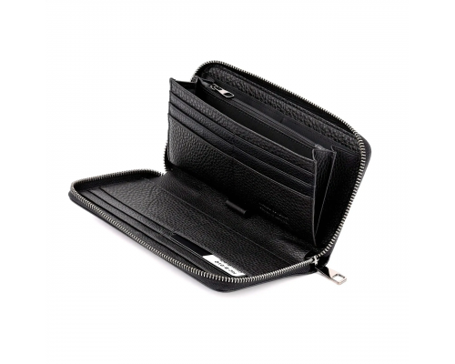Черный мужской клатч на две молнии из натуральной кожи Marco Coverna MC-801-1
