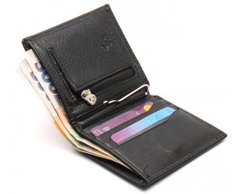 Черное маленькое портмоне на магните с зажимом MARCO COVERNA MC-101Н-1