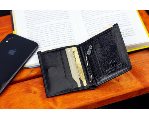 Черное маленькое портмоне на магните с зажимом MARCO COVERNA MC-101Н-1