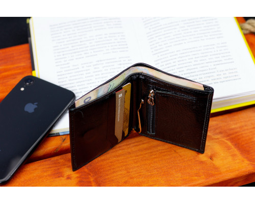 Черное маленькое портмоне на магните с зажимом MARCO COVERNA MC-101Н-1