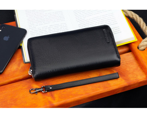 Черный мужской кошелек-клатч на молнии из натуральной кожи Marco Coverna MC-802-1