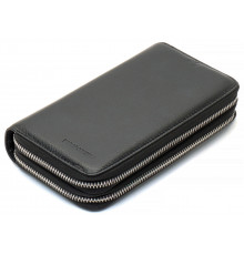 Черный мужской кошелек-клатч на две молнии из натуральной кожи Marco Coverna MC-801