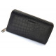 Черный кошелек-клатч на молнии с блоком под карточки с фактурной натуральной кожи  Marco Coverna MCJP-5901A