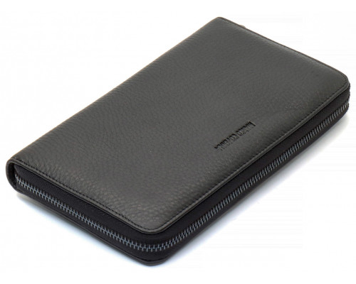 Черный кошелек-клатч с блоком под карточки под одной молнией из натуральной кожи  Marco Coverna МС-5901Q