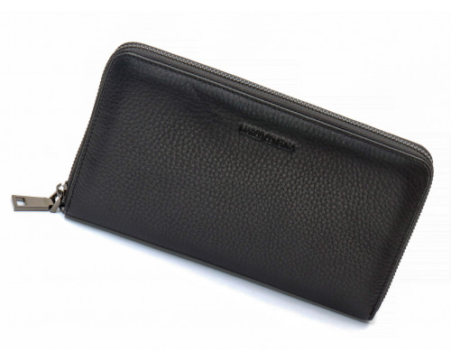 Черный кошелек-клатч с блоком под карточки под одной молнией из натуральной кожи  Marco Coverna МС-5901Q