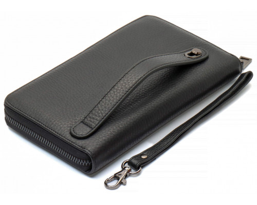 Черный кошелек-клатч с блоком под карточки под одной молнией из натуральной кожи  Marco Coverna МС-5901Q