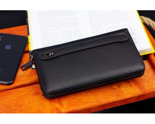 Черный кошелек-клатч с блоком под карточки под одной молнией из натуральной кожи  Marco Coverna МС-5901Q