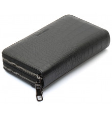 Черный кошелек-клатч на две молнии с фактурной натуральной кожи  Marco Coverna MCJP-5902B