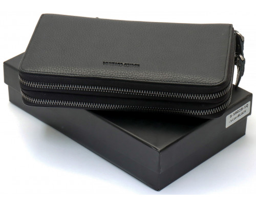 Черный кошелек-клатч на две молнии из натуральной кожи Marco Coverna B-5902B-1Q