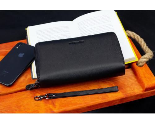 Черный кошелек-клатч на две молнии из натуральной кожи Marco Coverna B-5902B-1Q