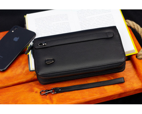 Черный кошелек-клатч на две молнии из натуральной кожи Marco Coverna B-5902B-1Q