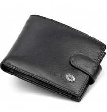 Кожаное мужское портмоне на кнопке ST Leather ST-104-1 черный