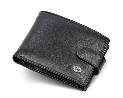 Кожаное мужское портмоне на кнопке ST Leather ST-104-1 черный