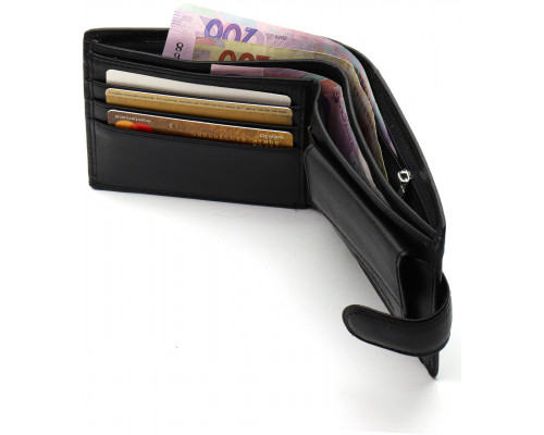 Кожаное мужское портмоне на кнопке ST Leather ST-104-1 черный