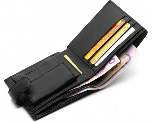 Кожаное мужское портмоне на кнопке ST Leather ST-104-1 черный
