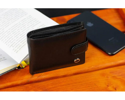 Кожаное мужское портмоне на кнопке ST Leather ST-104-1 черный