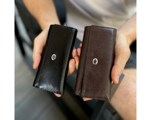 Черная ключница из натуральной кожи с отделением для денег ST Leather B416